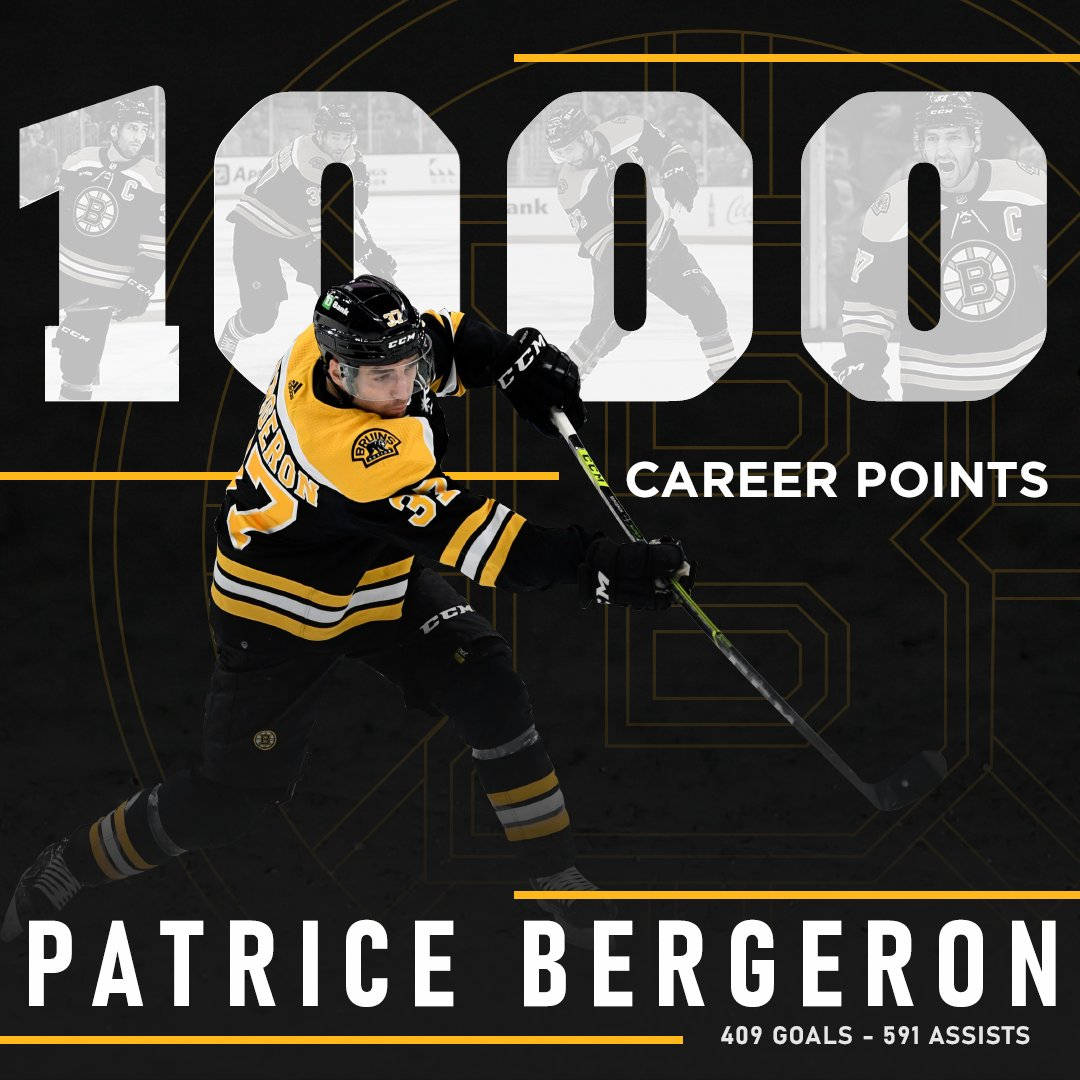 Patrice Bergeron 1000 Career Points Poster Wallpaper