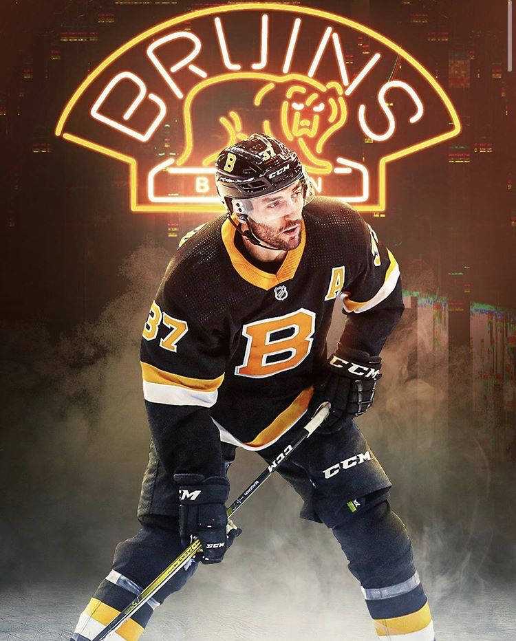 Patricebergeron - Giocatore Stella Dei Boston Bruins In Una Fan-art Al Neon. Sfondo