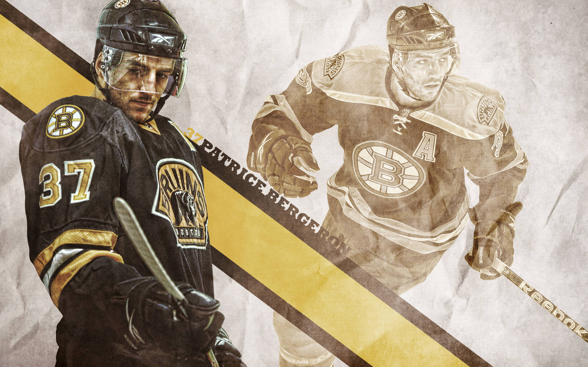 Dynamic Graphic Illustration of Patrice Bergeron in Action Wallpaper