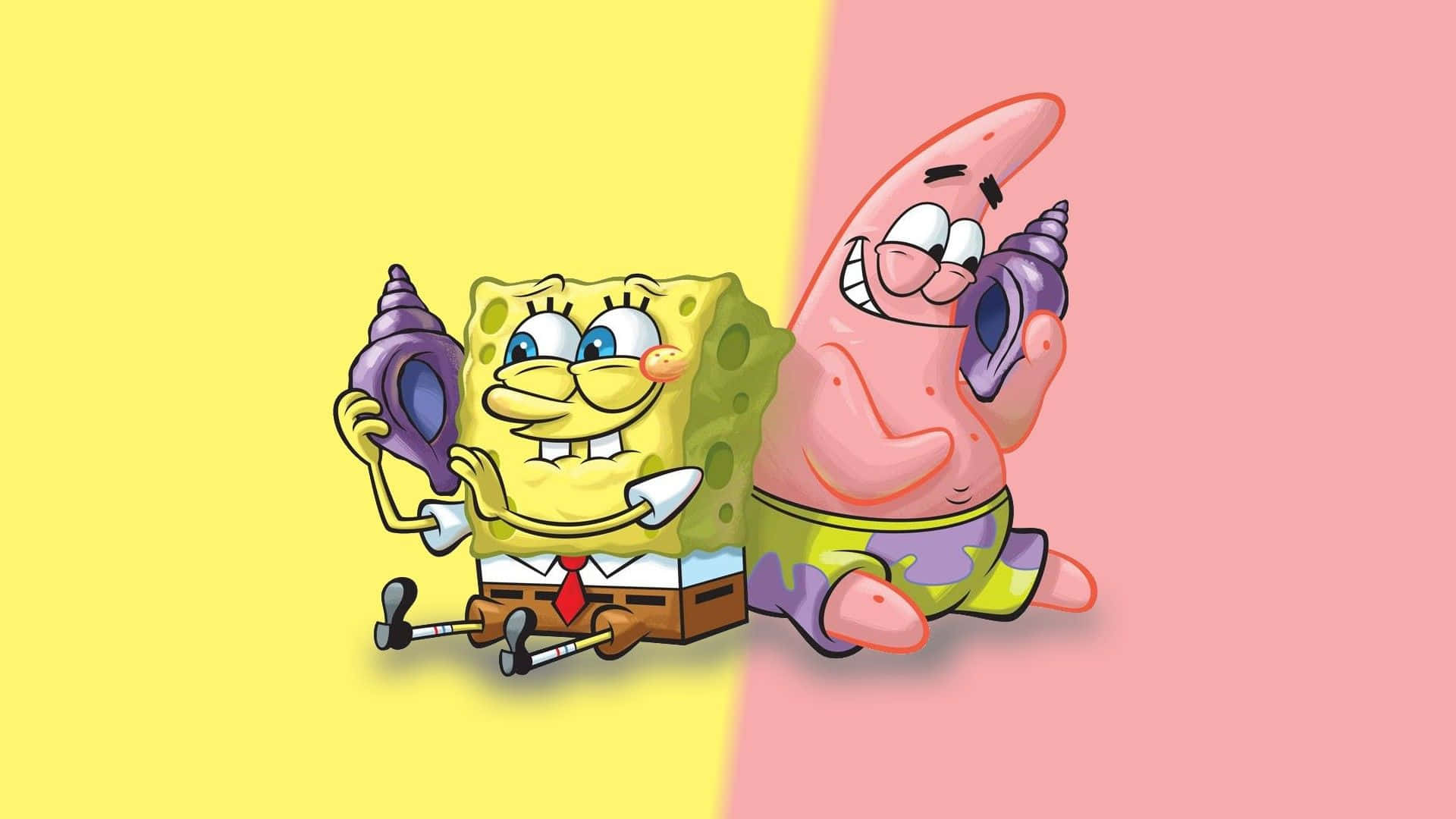 Ilustraçãoestética De Patrick E Spongebob Para Papel De Parede De Computador Ou Celular. Papel de Parede