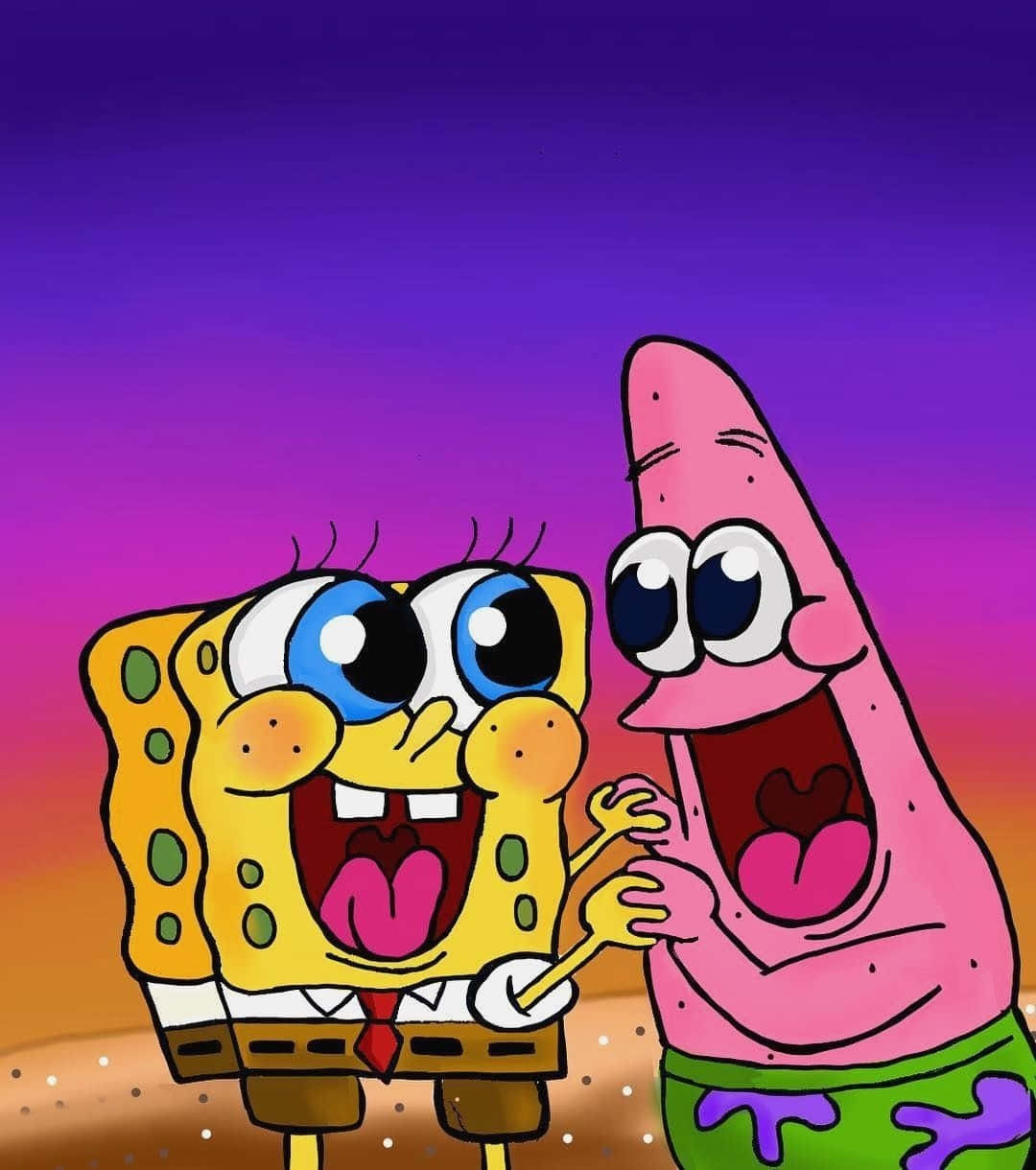 Patrick And SpongeBob Cheerful Aesthetic Wallpaper