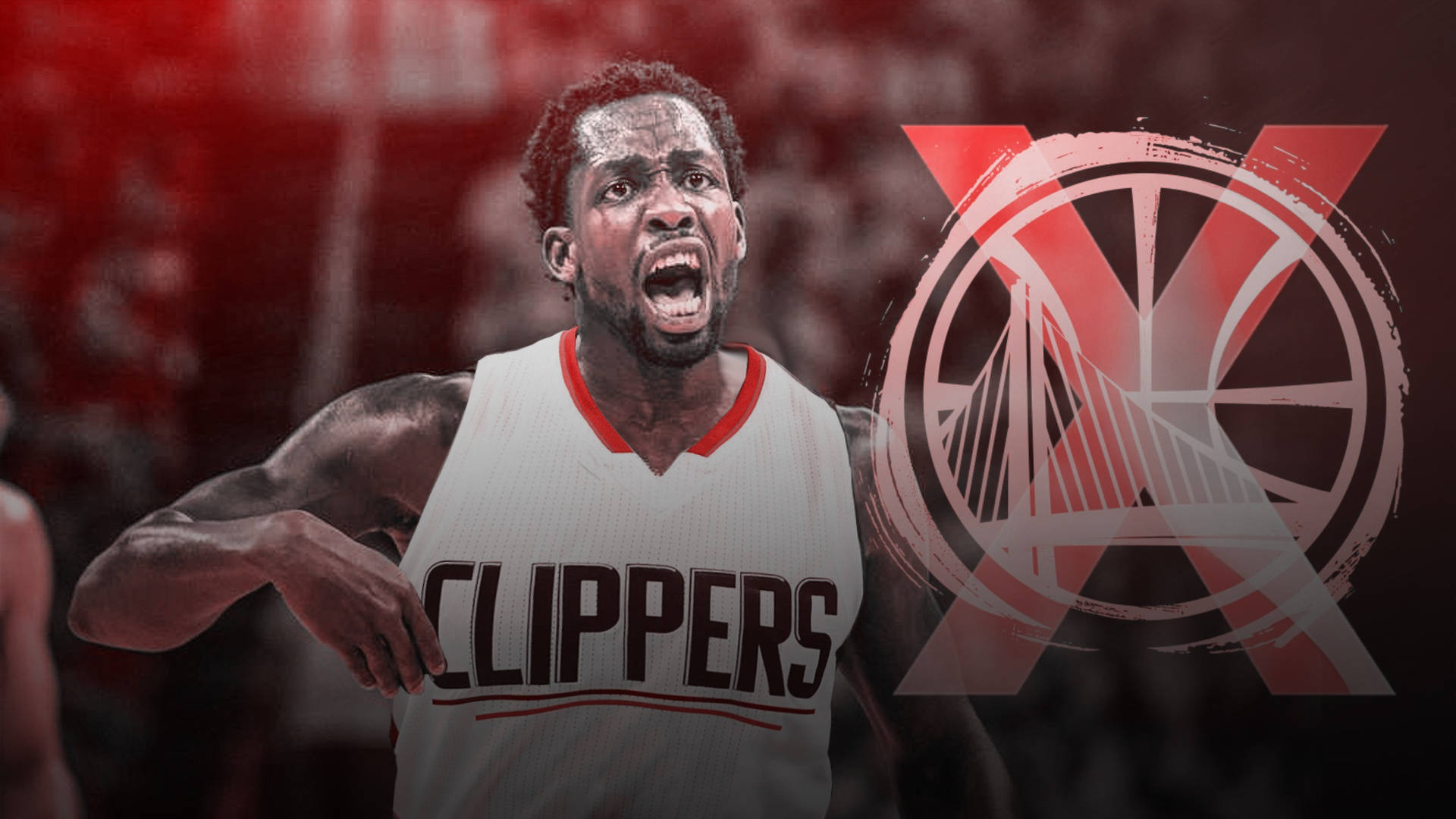 Patrick Beverly With Warriors Logo Wallpaper