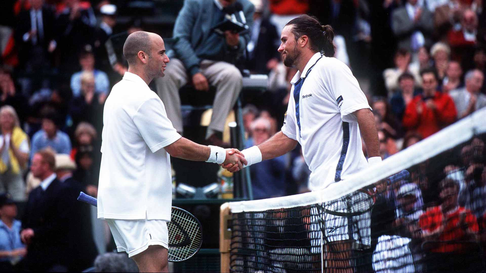 Patrickrafter Och Andre Agassi. (note: This Sentence Would Likely Be Used As The Title Of The Wallpaper Image In Swedish.) Wallpaper