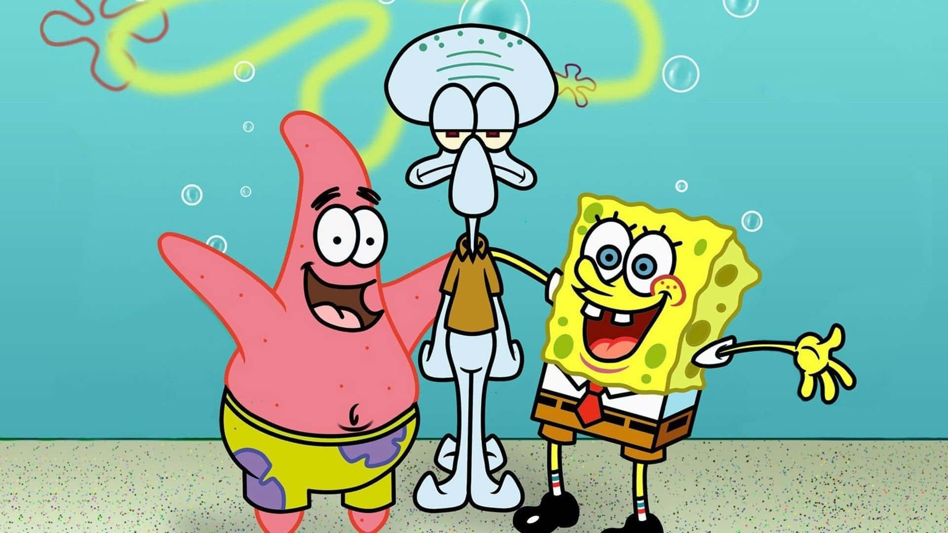 Patrick, Squidward og æstetisk SpongeBob Scene Wallpaper