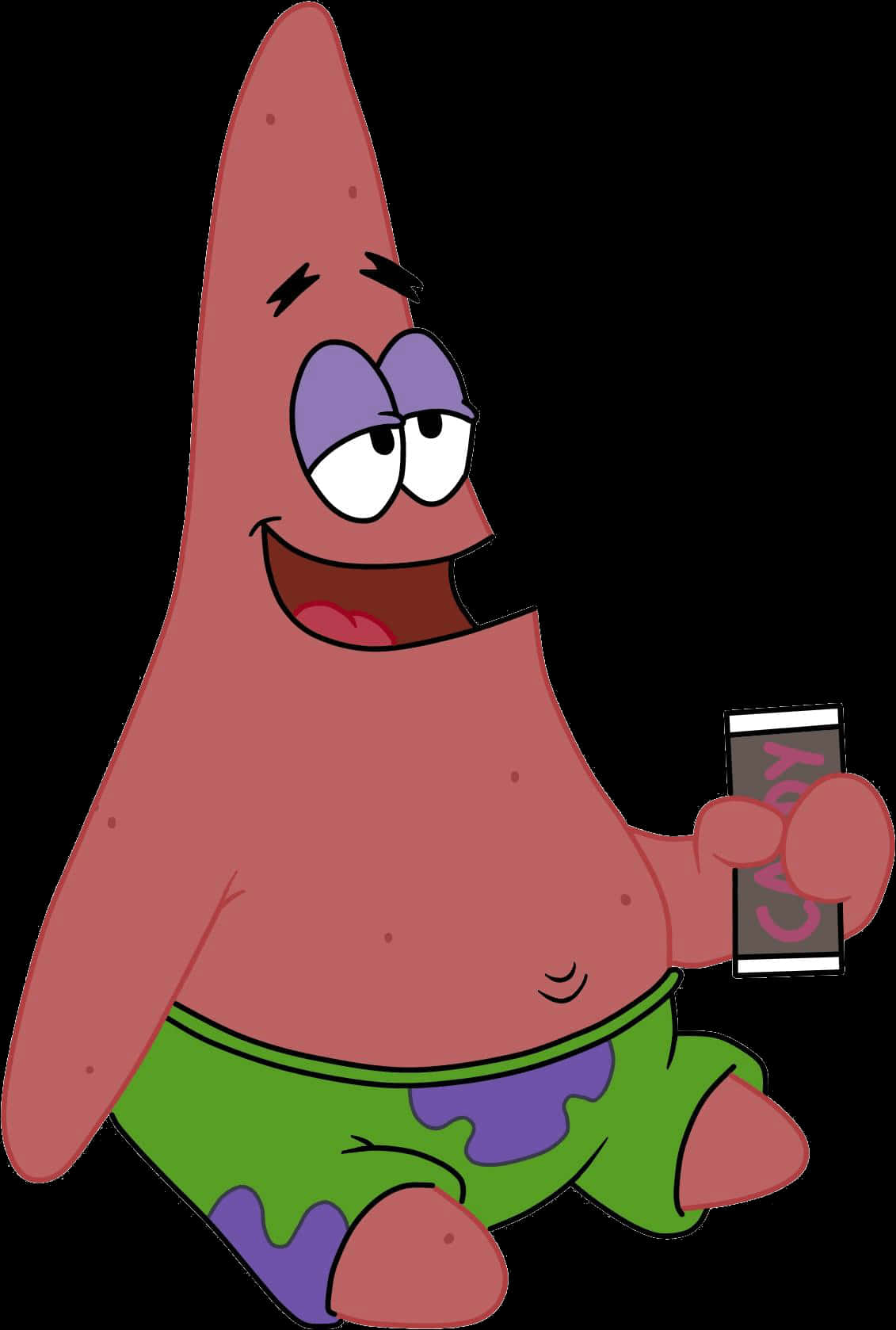 Patrick Star Holding Phone.png PNG