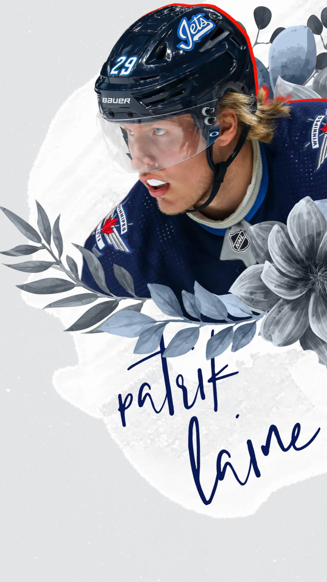 Patrik Laine Vector Art Tapet: Et stilfuldt skandinavisk kunstværk, der viser din passion for Winnipegs vinger. Wallpaper