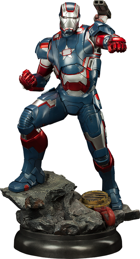 Patriotic Armored Hero Statue PNG