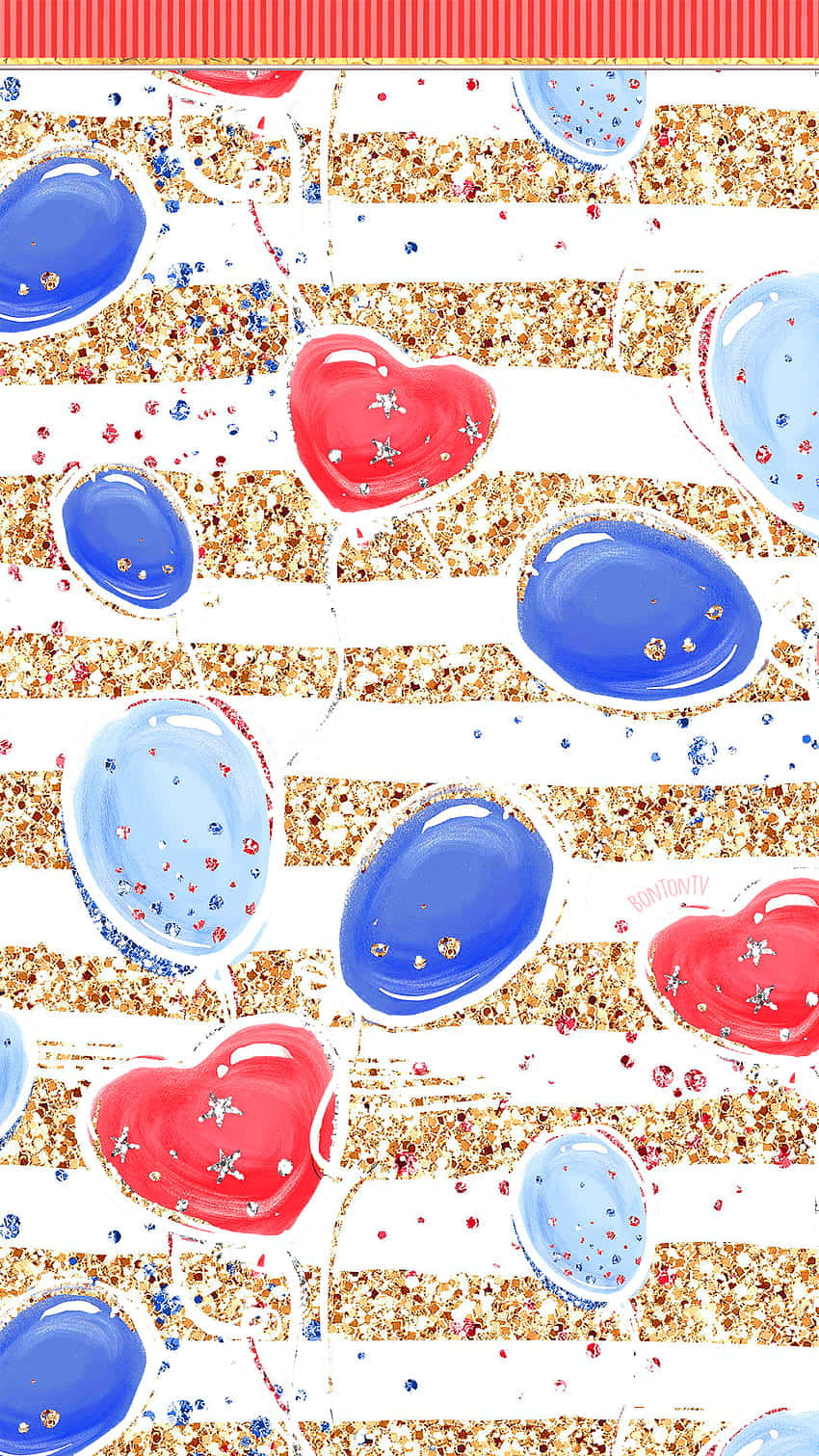 Patriotic Balloonsand Confetti Pattern Wallpaper