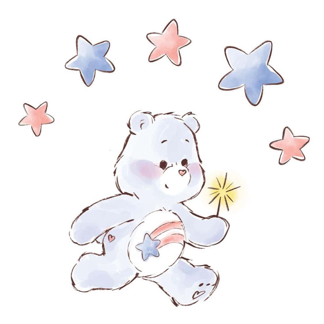 Patriotic Bear With Sparklerand Stars Wallpaper
