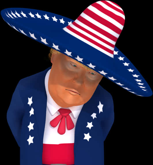 Patriotic Caricaturewith Sombrero PNG