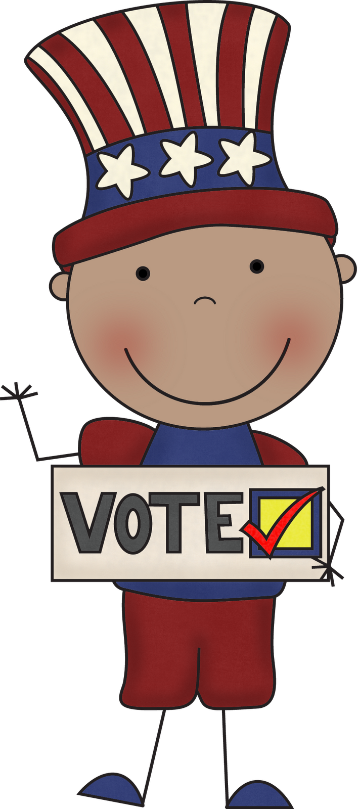 Patriotic Cartoon Character Voting PNG