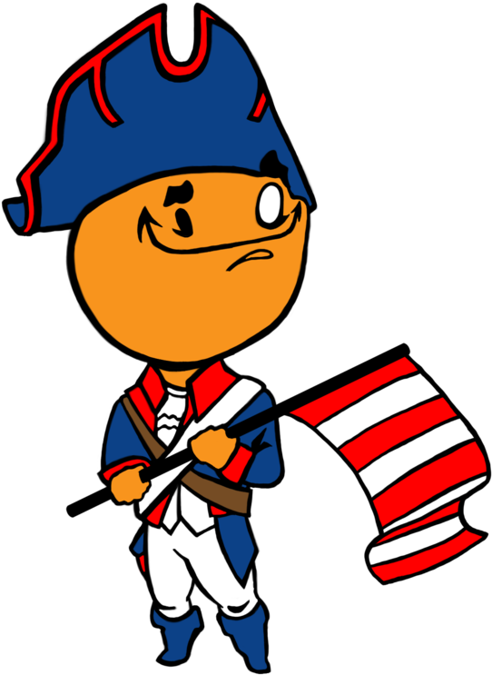 Patriotic Cartoon Characterwith Flag PNG