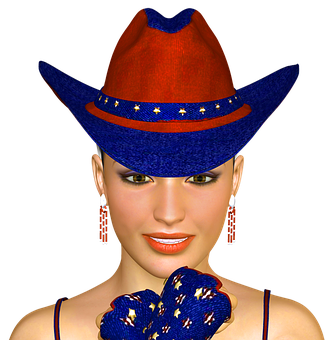 Patriotic Cowgirl3 D Render PNG