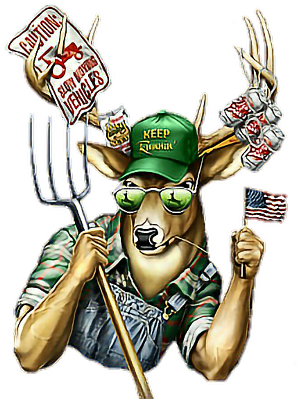 Patriotic Deer Cartoon Redneck PNG