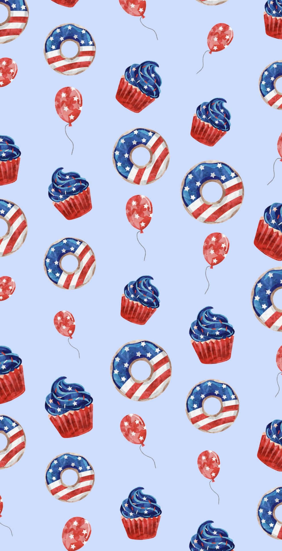 Patriotic Dessertsand Balloons Pattern Wallpaper