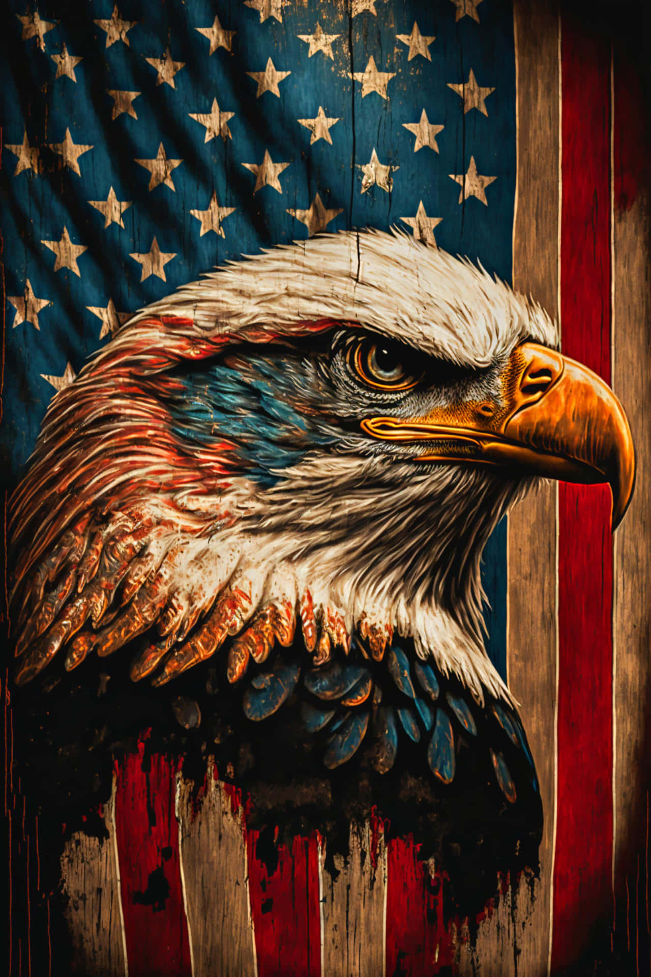 Download Patriotic Eagleand American Flag Wallpaper | Wallpapers.com