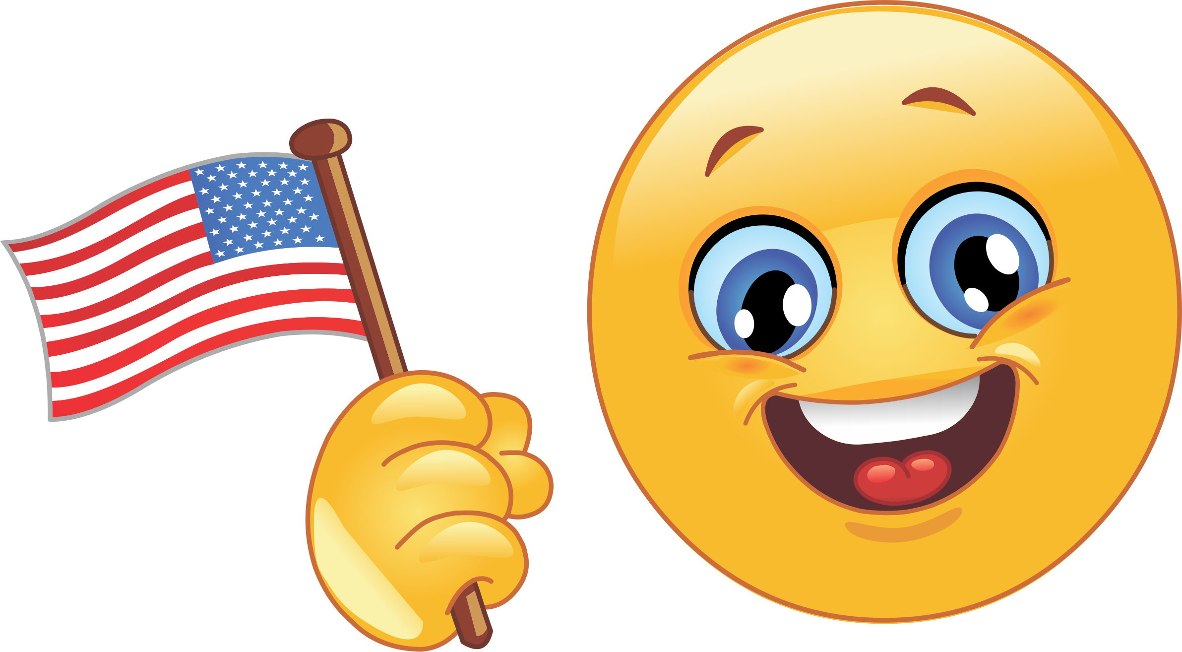 Patriotic Emoji Holding American Flag PNG