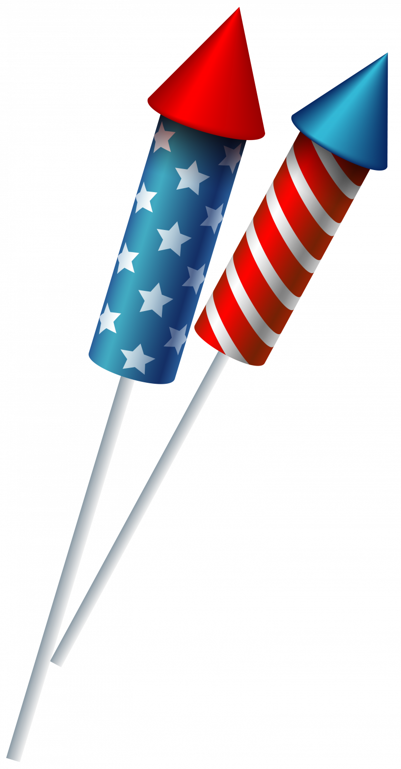 Patriotic Fireworks Rockets Clipart PNG