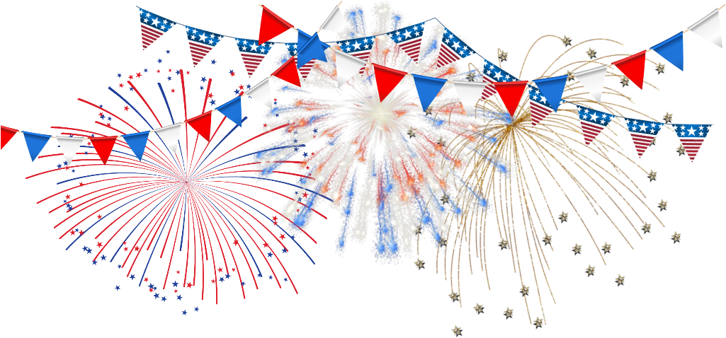 Patriotic Fireworksand Bunting Clipart PNG