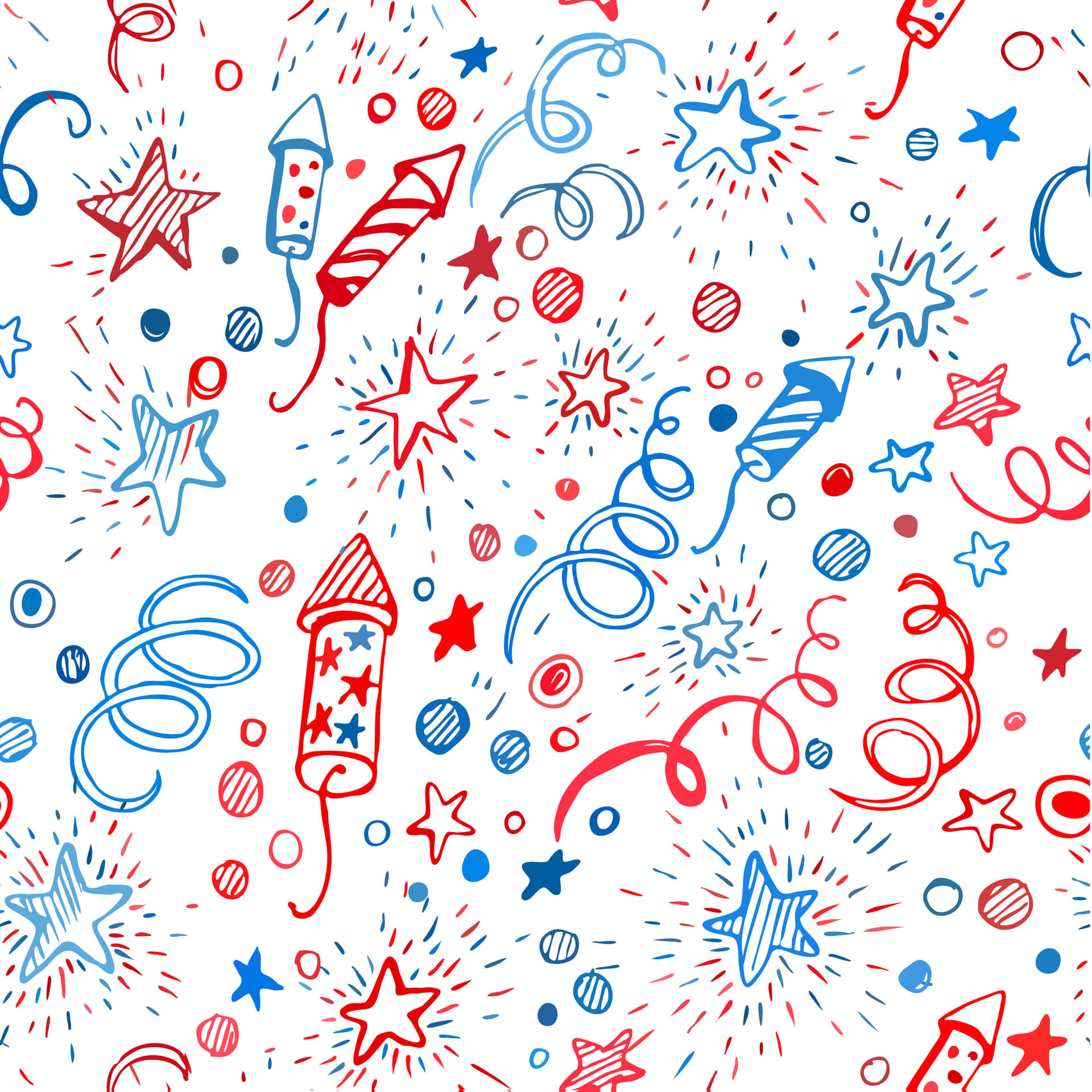 Patriotic Fireworksand Stars Pattern Wallpaper
