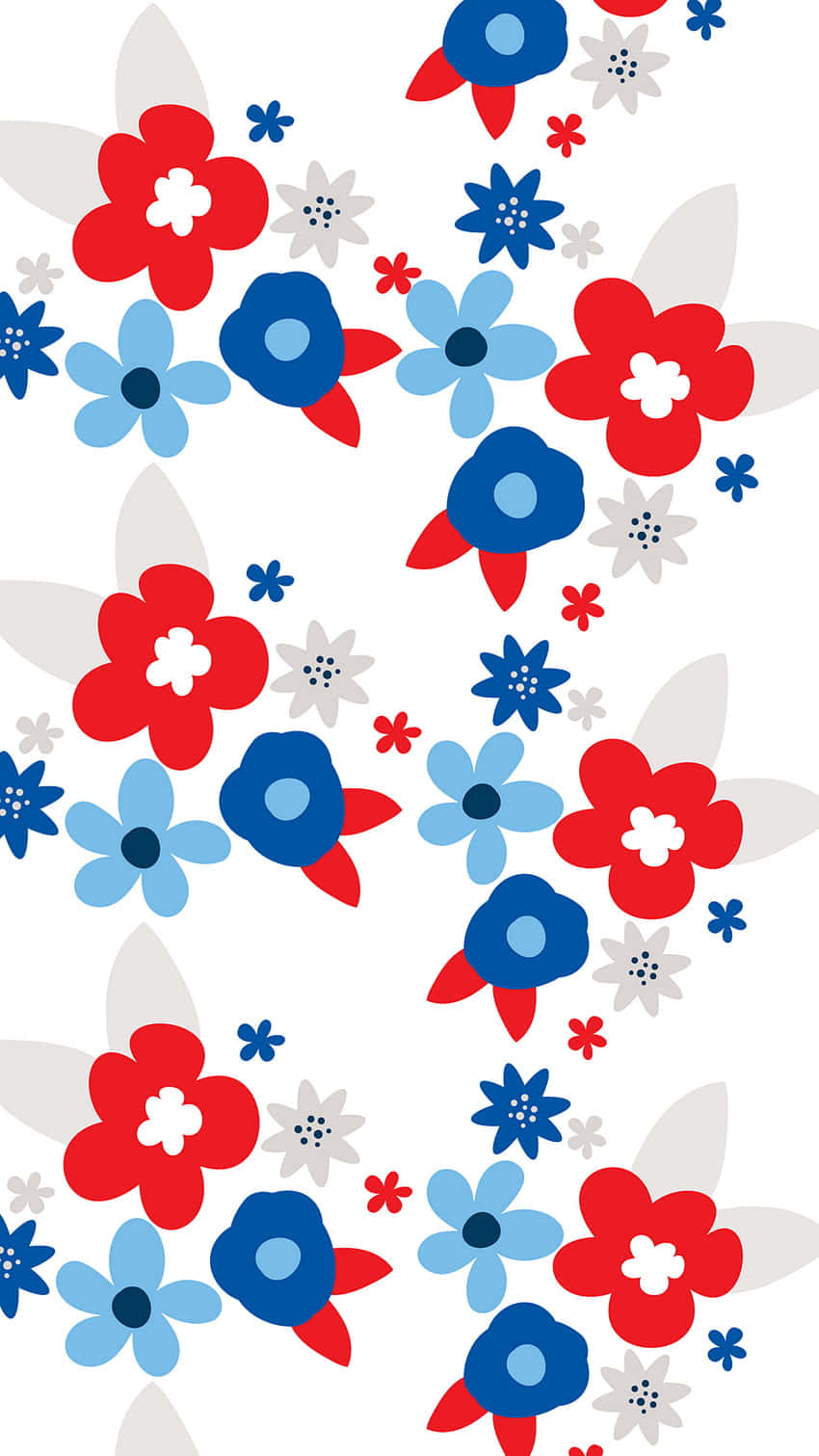 Patriotic Floral Pattern Wallpaper
