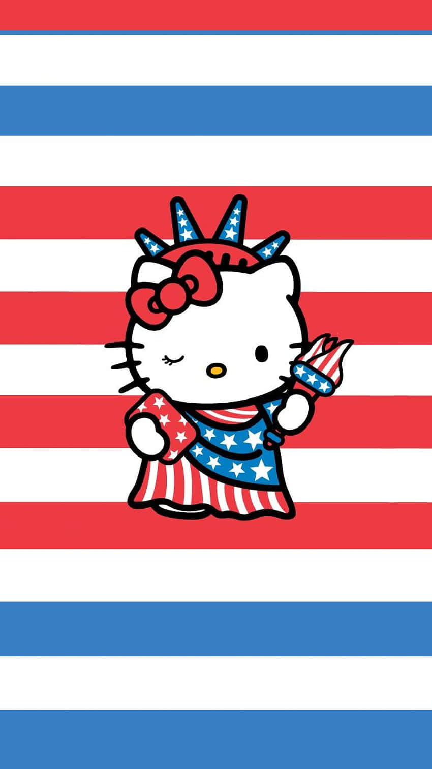 Patriotic Hello Kitty4th July Aesthetic Wallpaper