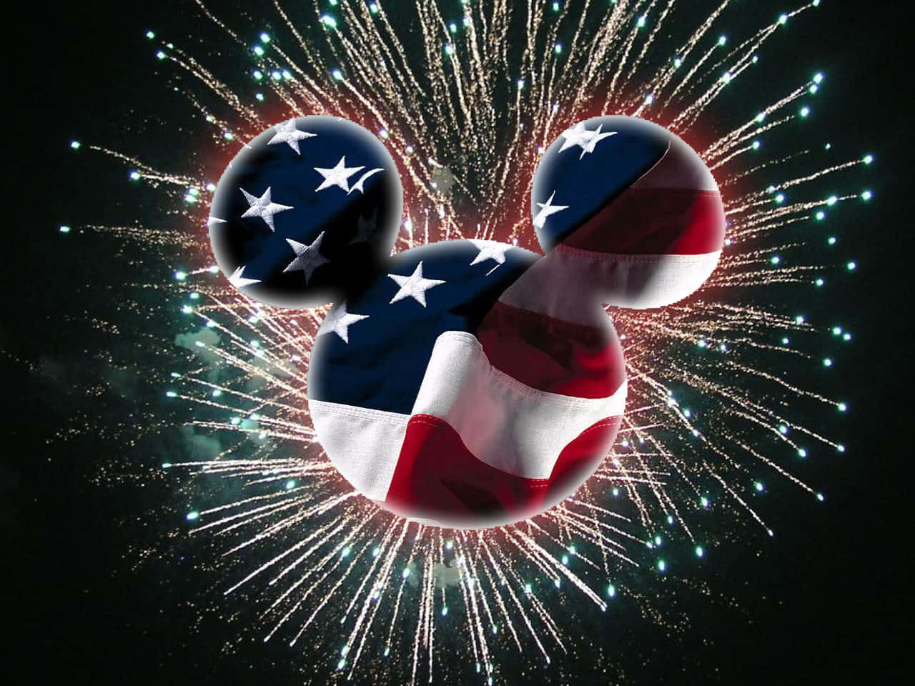 Patriotic Mickey Fireworks Celebration Wallpaper