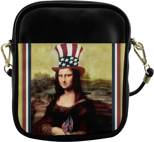 Patriotic Mona Lisa Crossbody Bag PNG