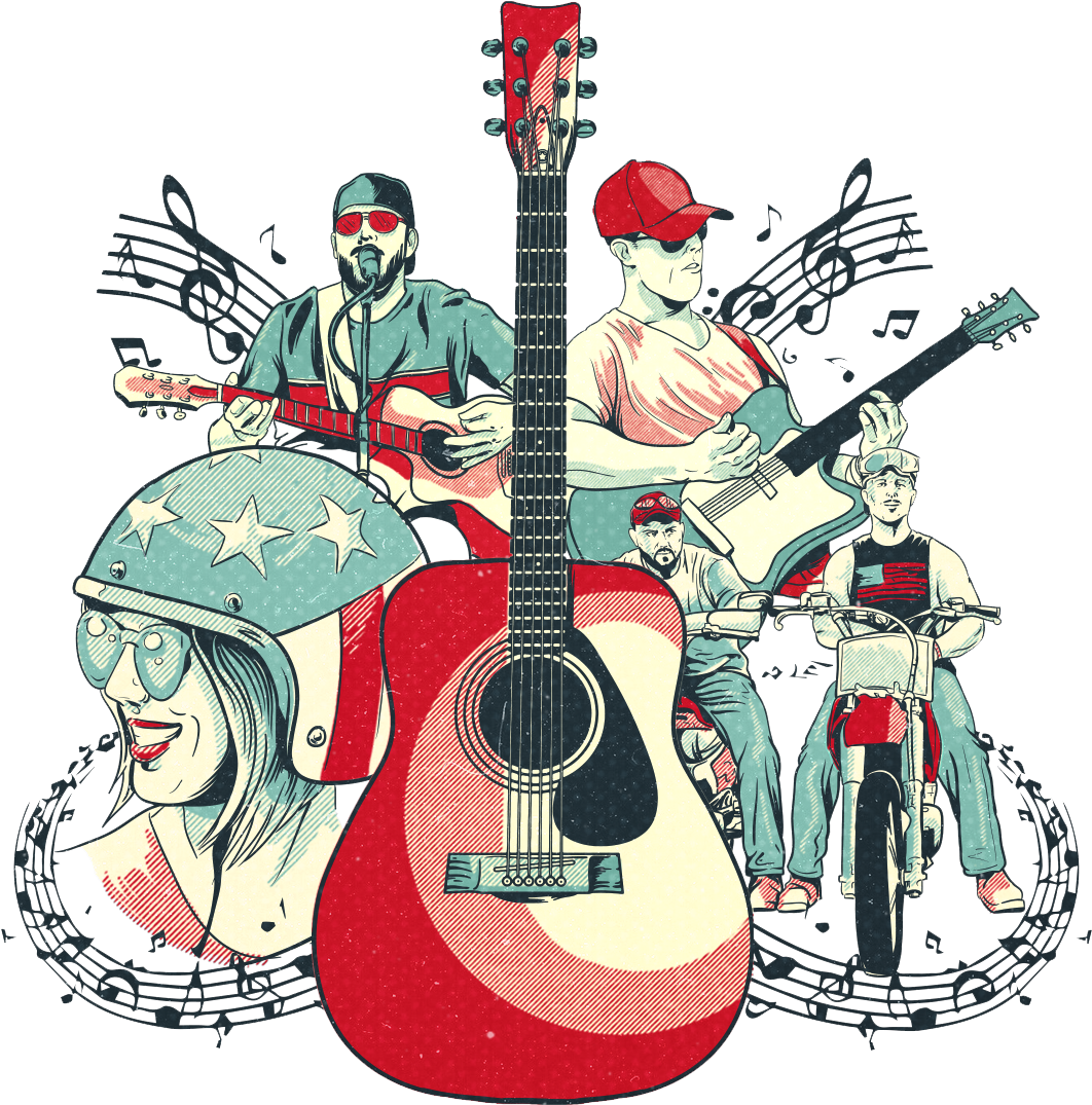 Patriotic Musicians Graphic Illustration PNG