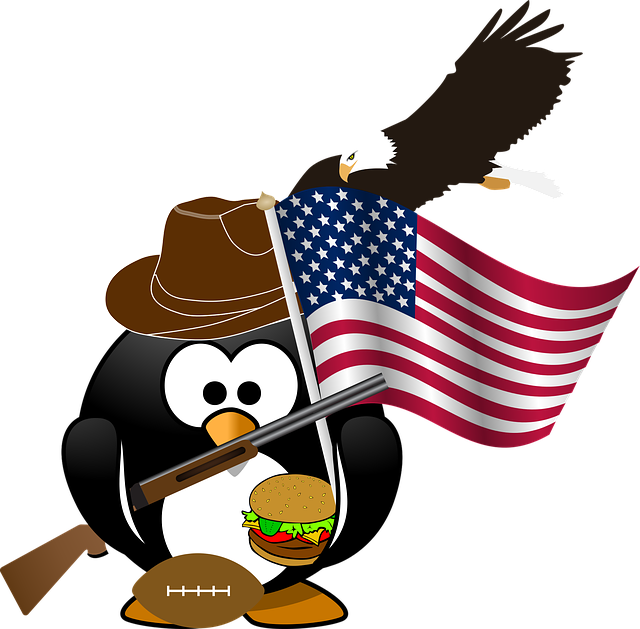 Patriotic Penguinwith American Flagand Eagle PNG