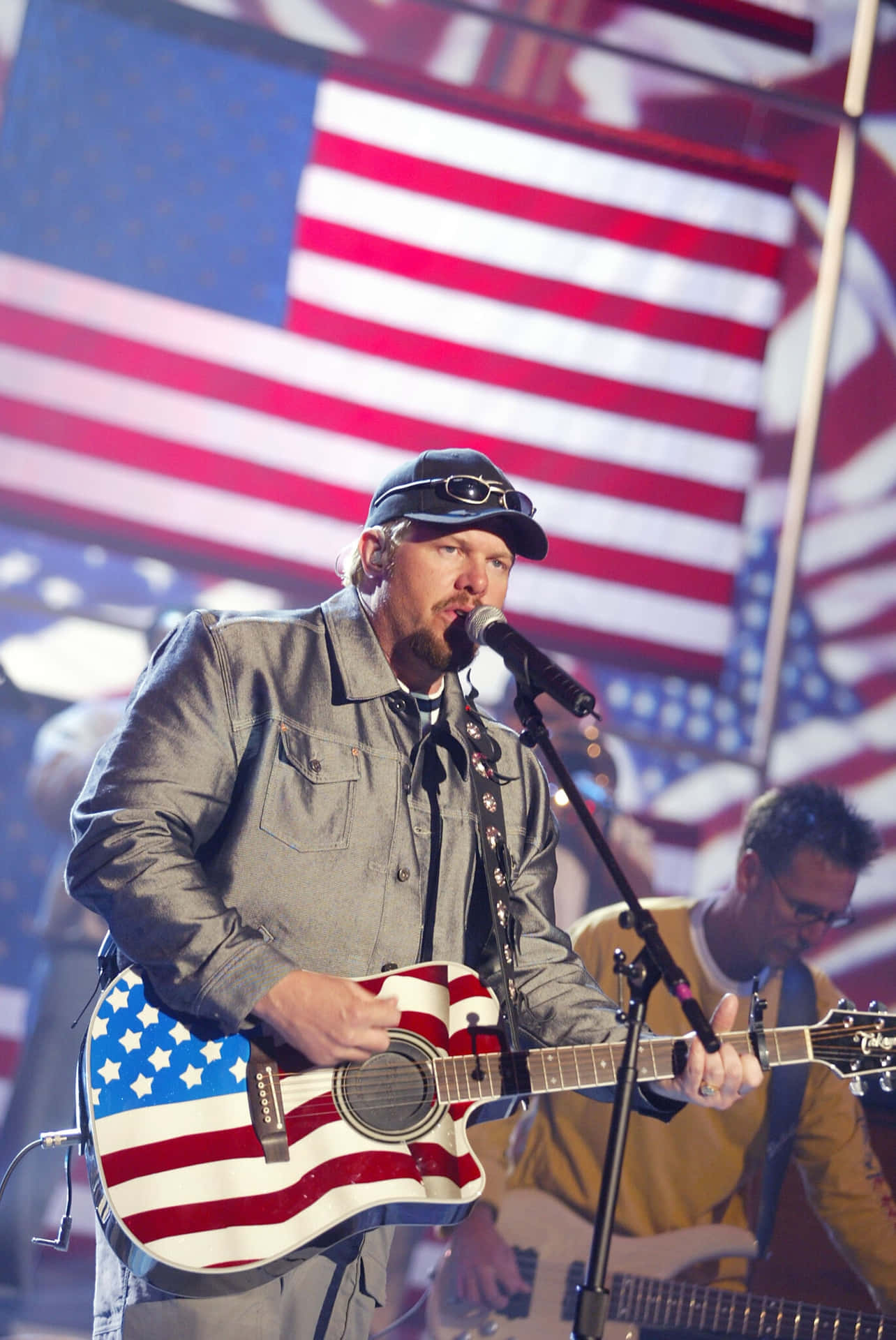 Patriotic Performance Country Singer Wallpaper