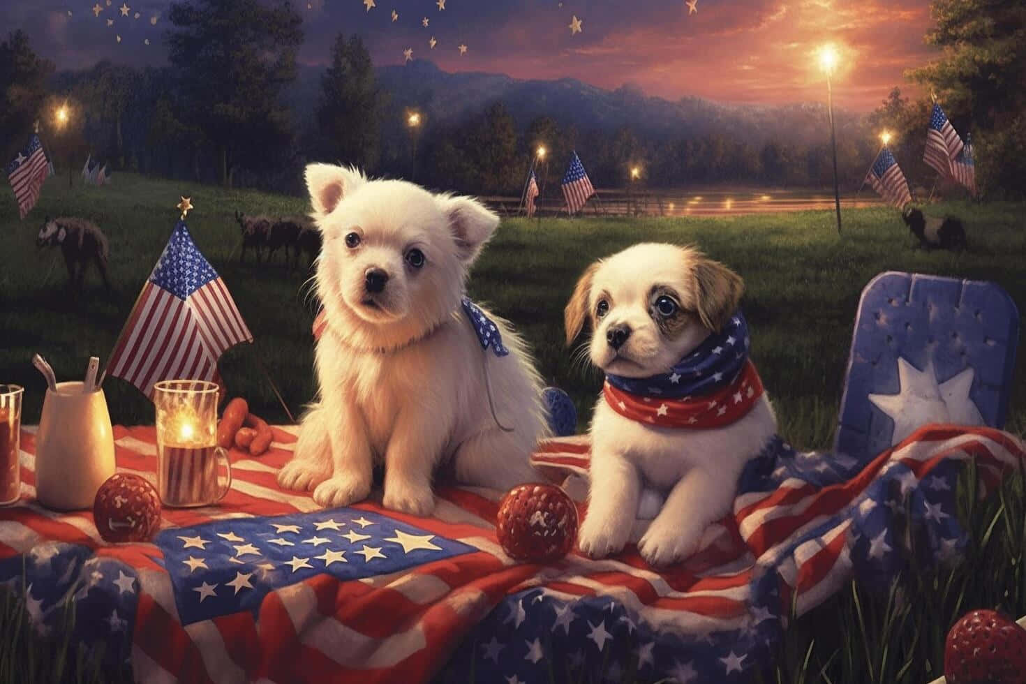 Patriotic Puppies Celebrating4thof July Wallpaper