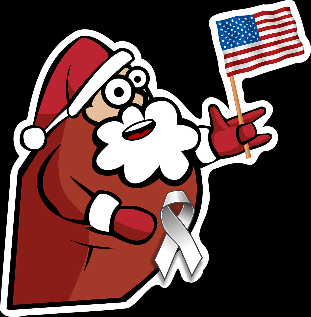 Patriotic Santa Claus Sticker With U S A Flag PNG