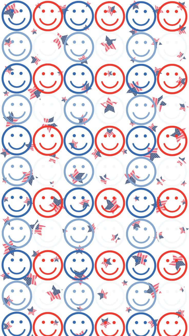 Patriotic Smiley Faces Pattern Wallpaper