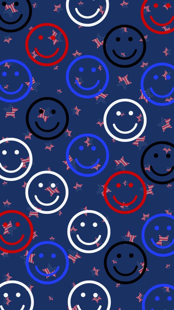 Patriotic Smiley Faces4th July Pattern Wallpaper