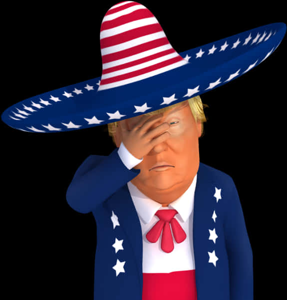 Patriotic Sombrero Caricature PNG