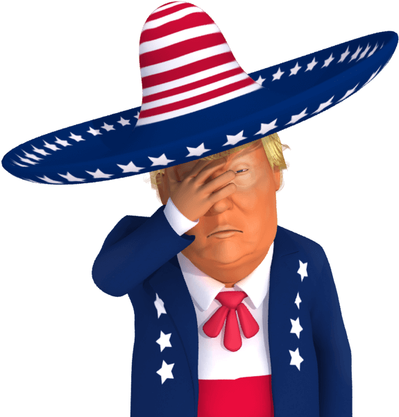 Patriotic Sombrero Cartoon Character PNG