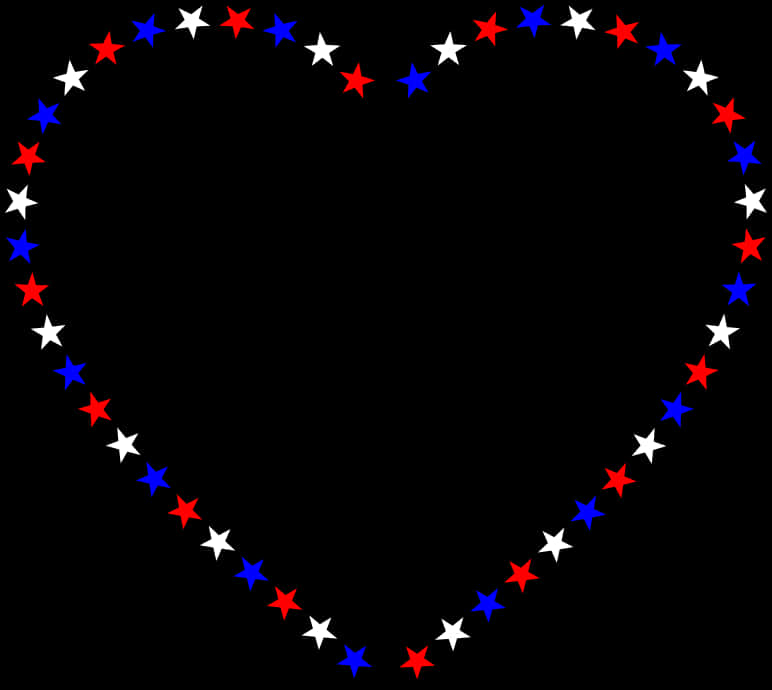 Patriotic Star Heart Outline PNG