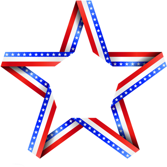 Patriotic Star Ribbon Graphic PNG