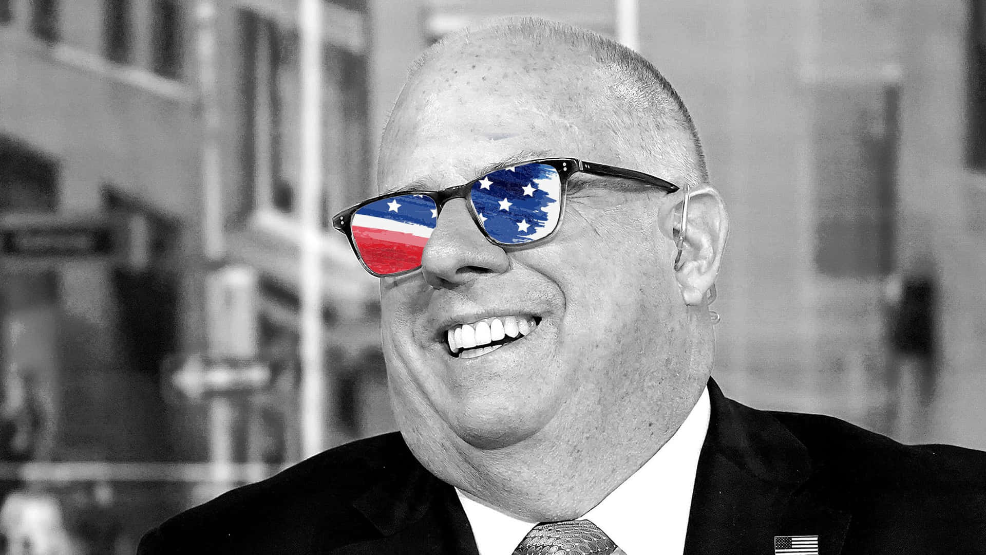 Patriotic Sunglasses Man Smiling Wallpaper