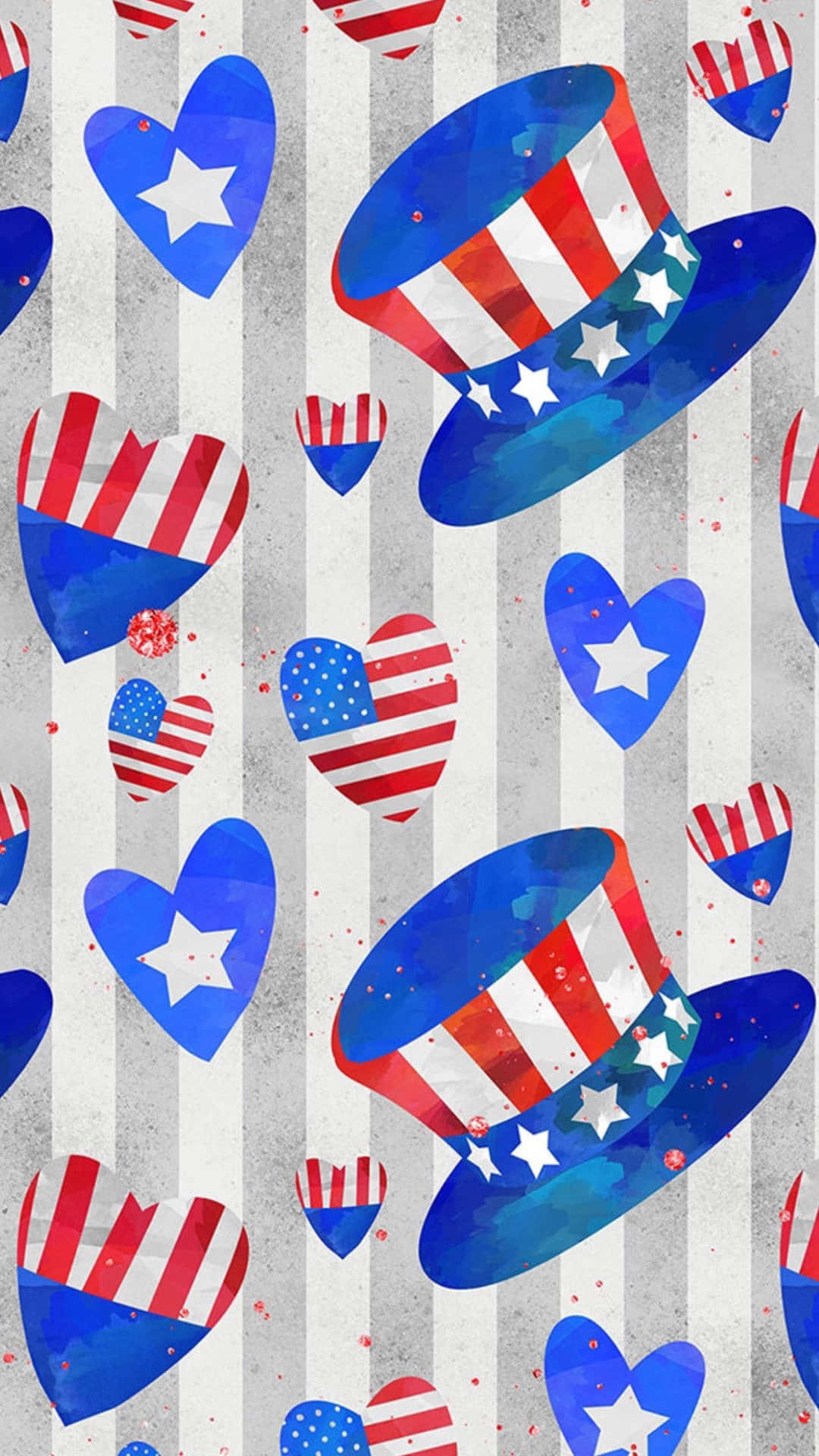 Patriotic Themed Backgroundwith Heartsand Hats Wallpaper