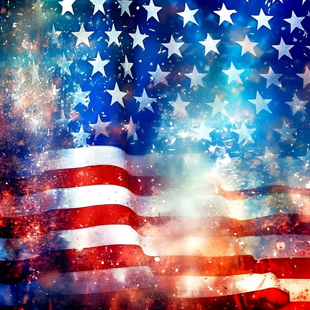 Patriotic Watercolor American Flag Wallpaper