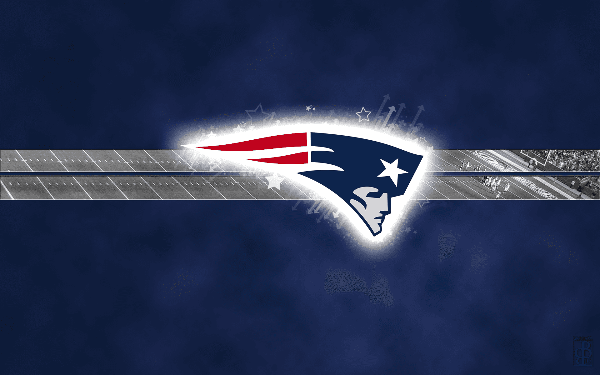 New England Patriots Logo on Stadium Background
