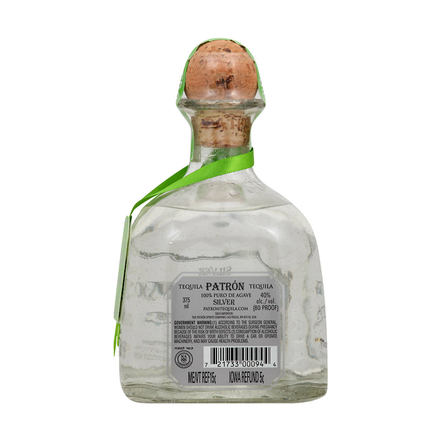 Vistaposteriore Di Una Bottiglia Di Patron Silver Tequila. Sfondo