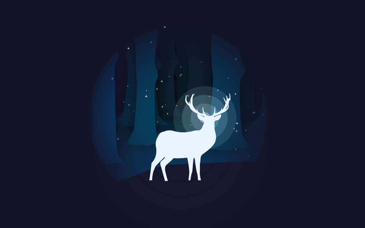 Majestic Stag Patronus in a Magical Forest Wallpaper
