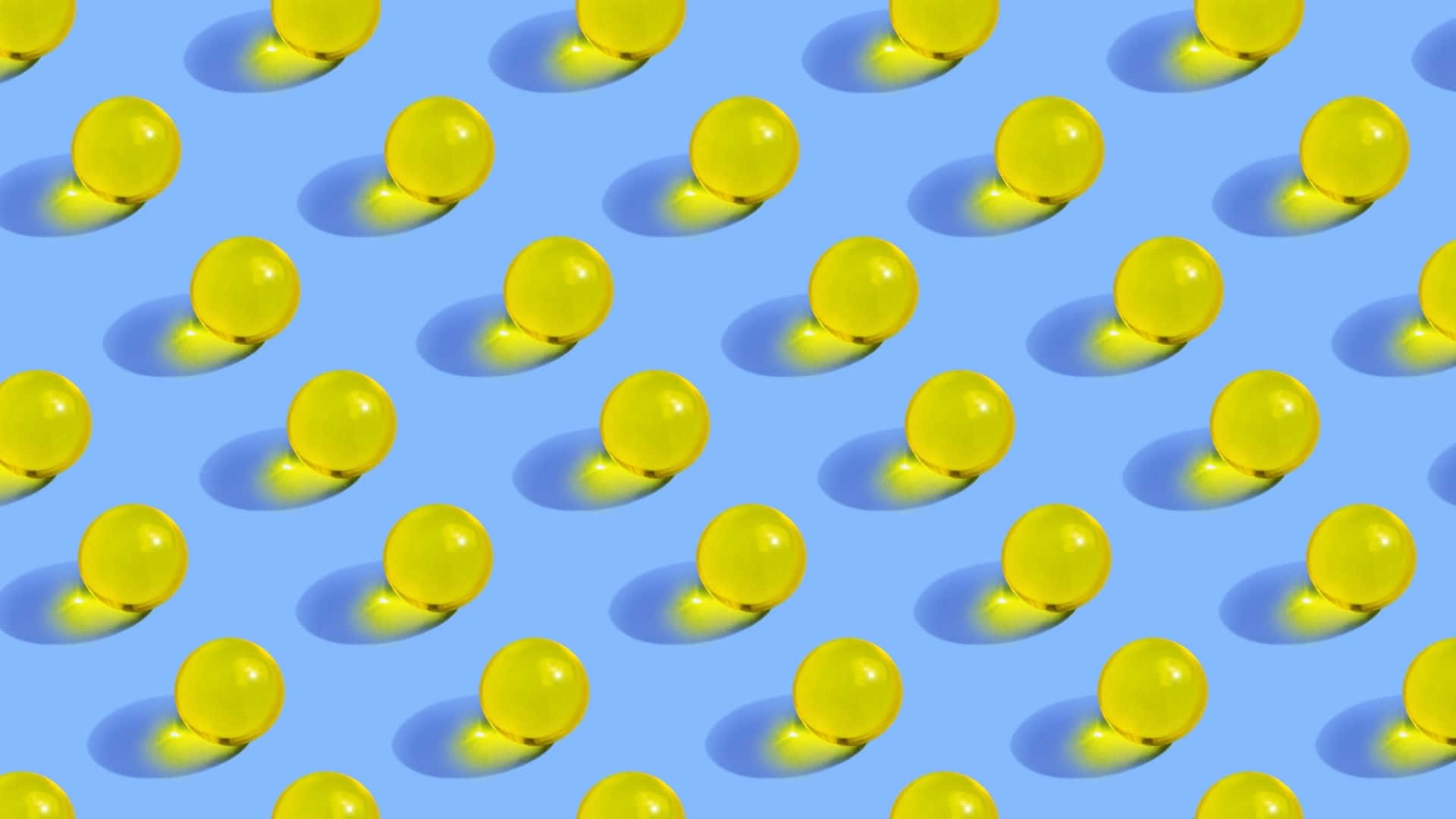 Gelbeluftballons Auf Einem Blauen Hintergrund