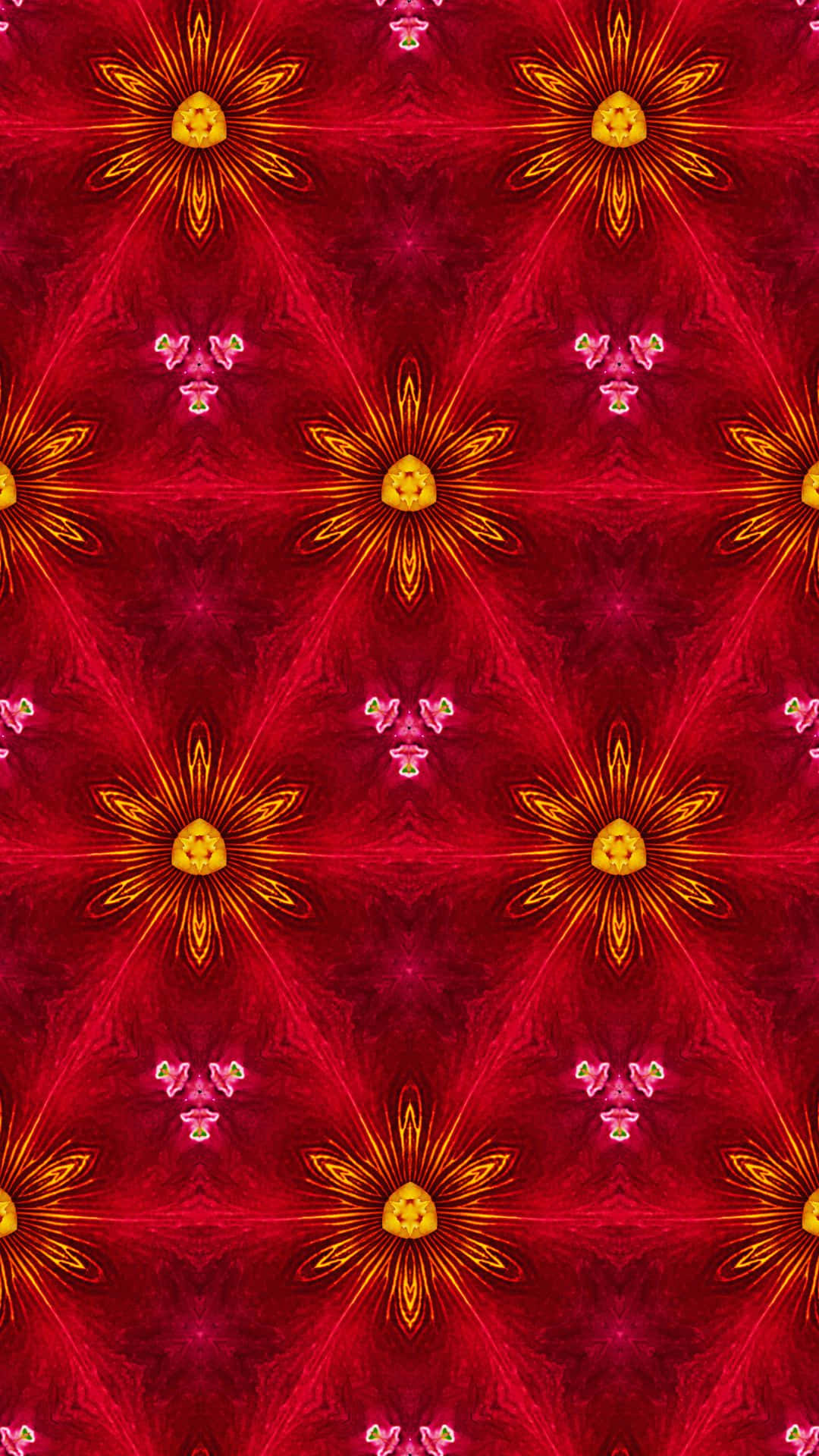 a red and yellow floral pattern