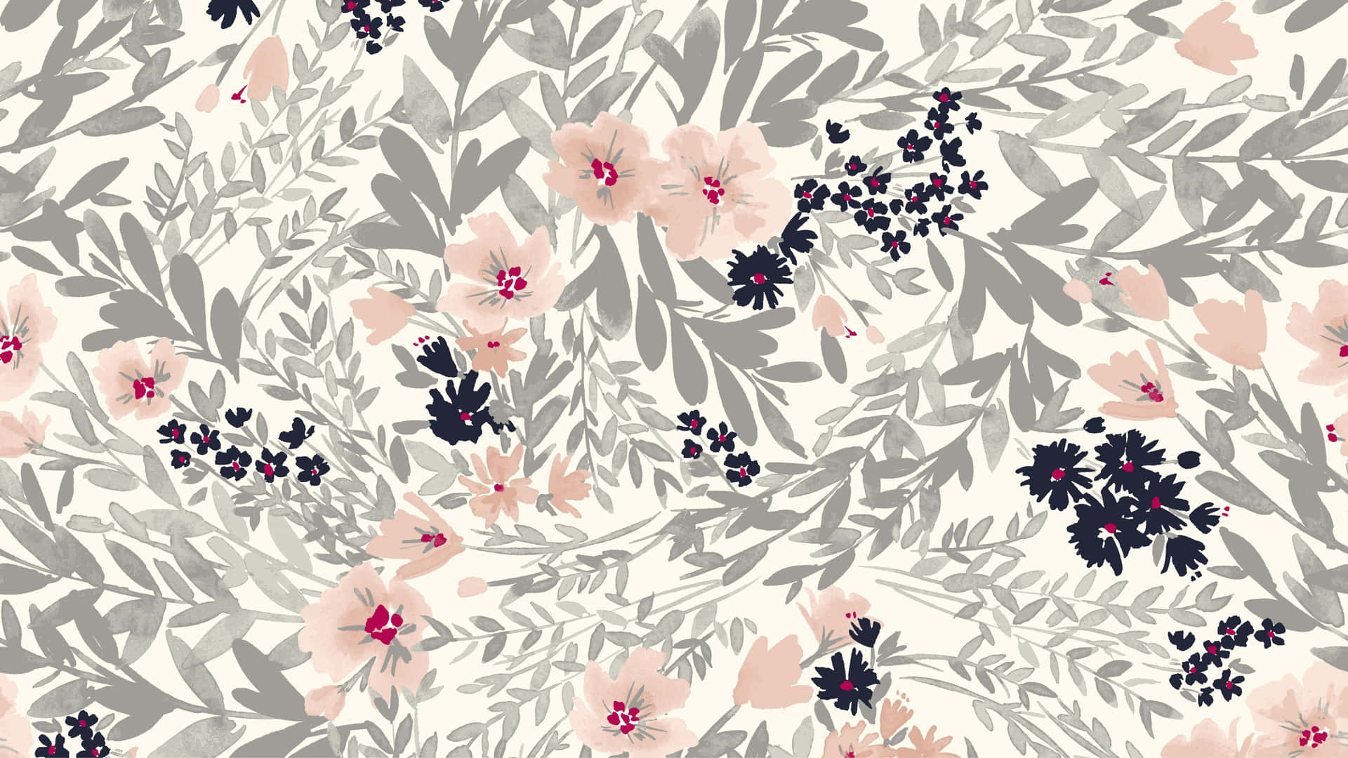 Mønster Desktop Pink Og Sort Blomster Wallpaper