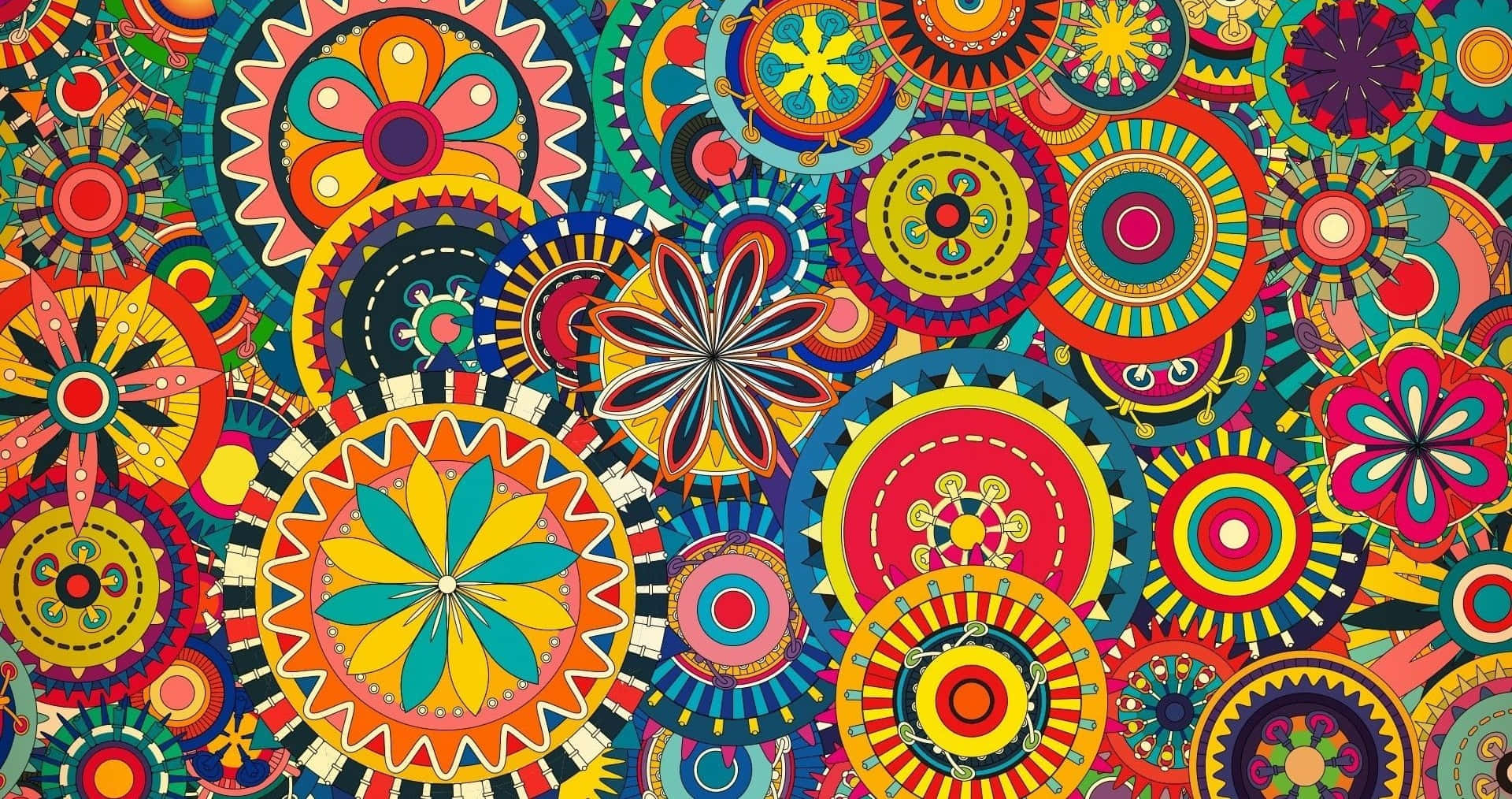 Farverig abstrakt mønster med mange farvede cirkler Wallpaper