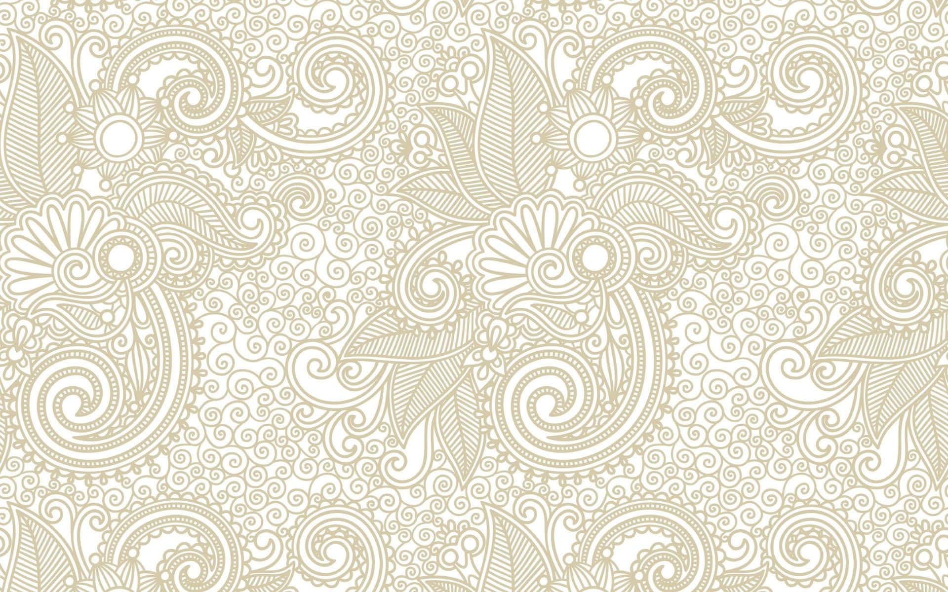 A Beige And White Paisley Pattern Wallpaper